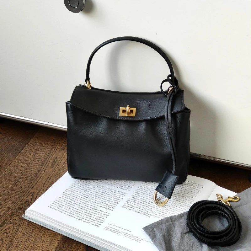 95新 Balenciaga/巴黎世家 Azul-黑金牛皮Rodeo mini手提包/52815