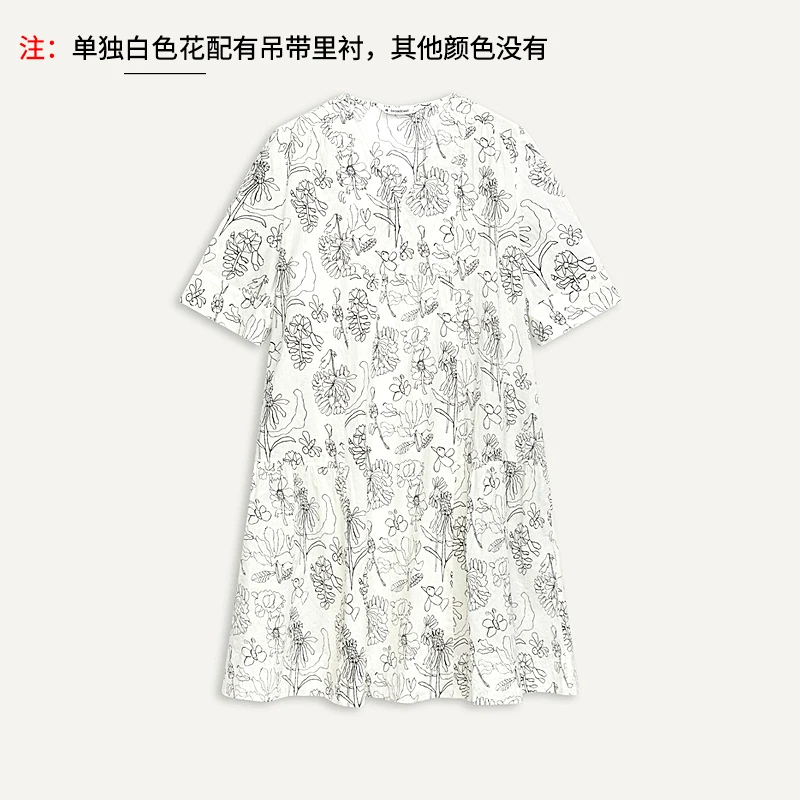 【达人专属】播夏季V领宽松设计层次感褶皱连衣裙BDQ3LD0253