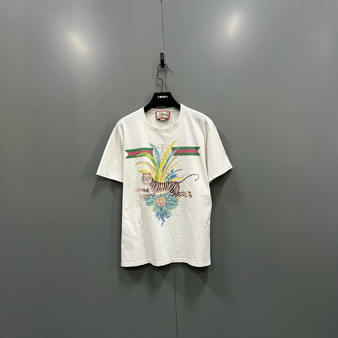 95新 GUCCI/古驰 jp917 老虎图案印花短袖 L 207138