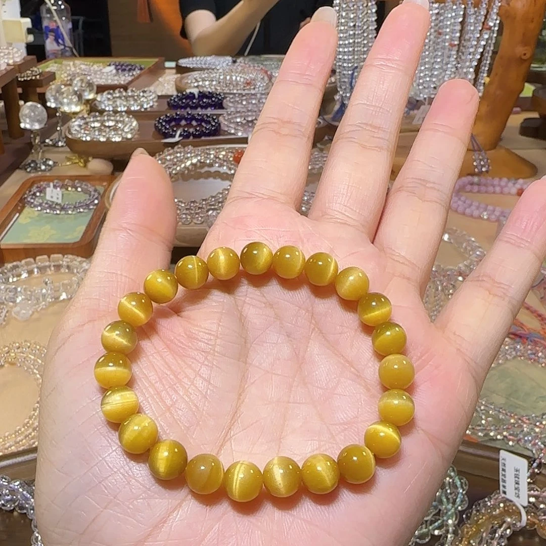 妹****水晶手串未镶嵌天然金虎眼单圈