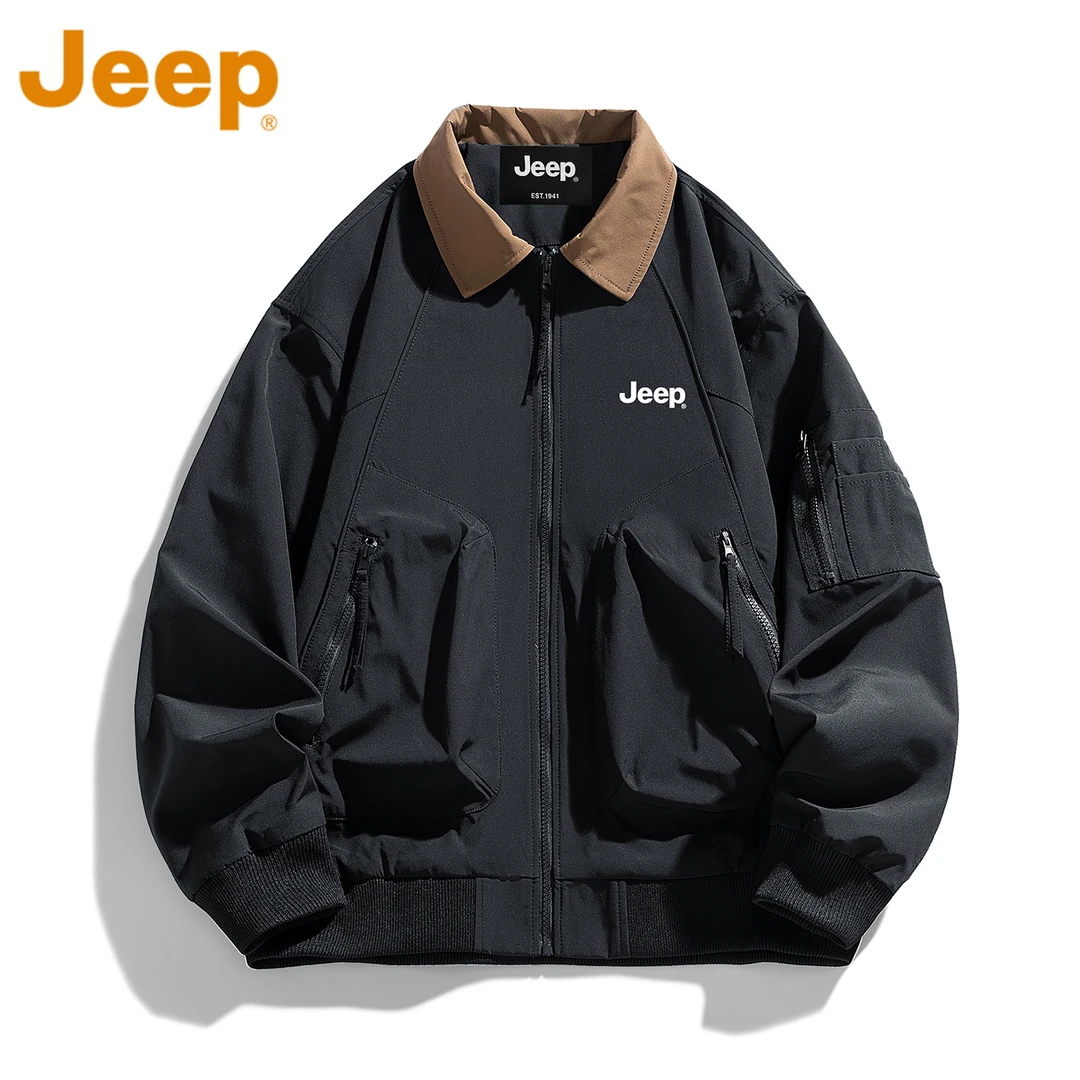 JEEP吉普美式潮牌翻领夹克男款春秋季宽松休闲百搭防风飞行员外套