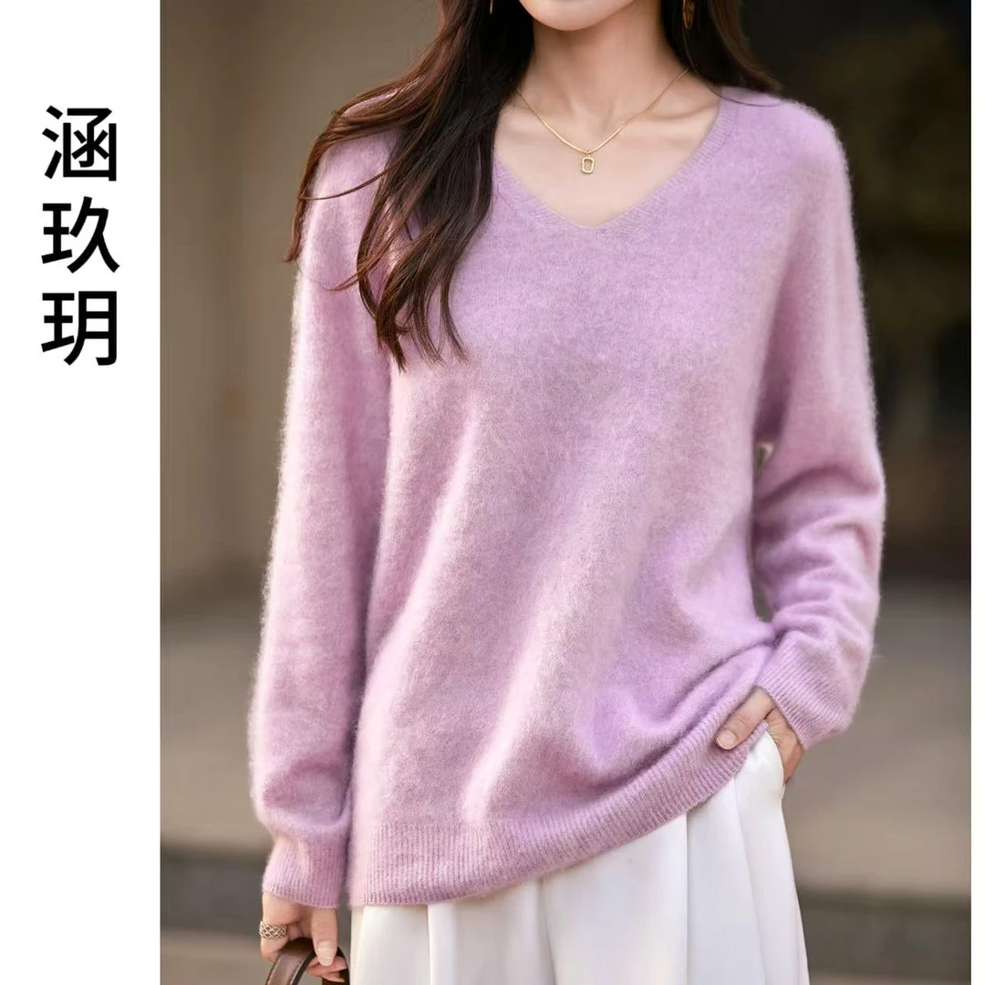涵玖玥【重磅拉绒】花纱零触感 精致显瘦V领上衣影LM269-花色