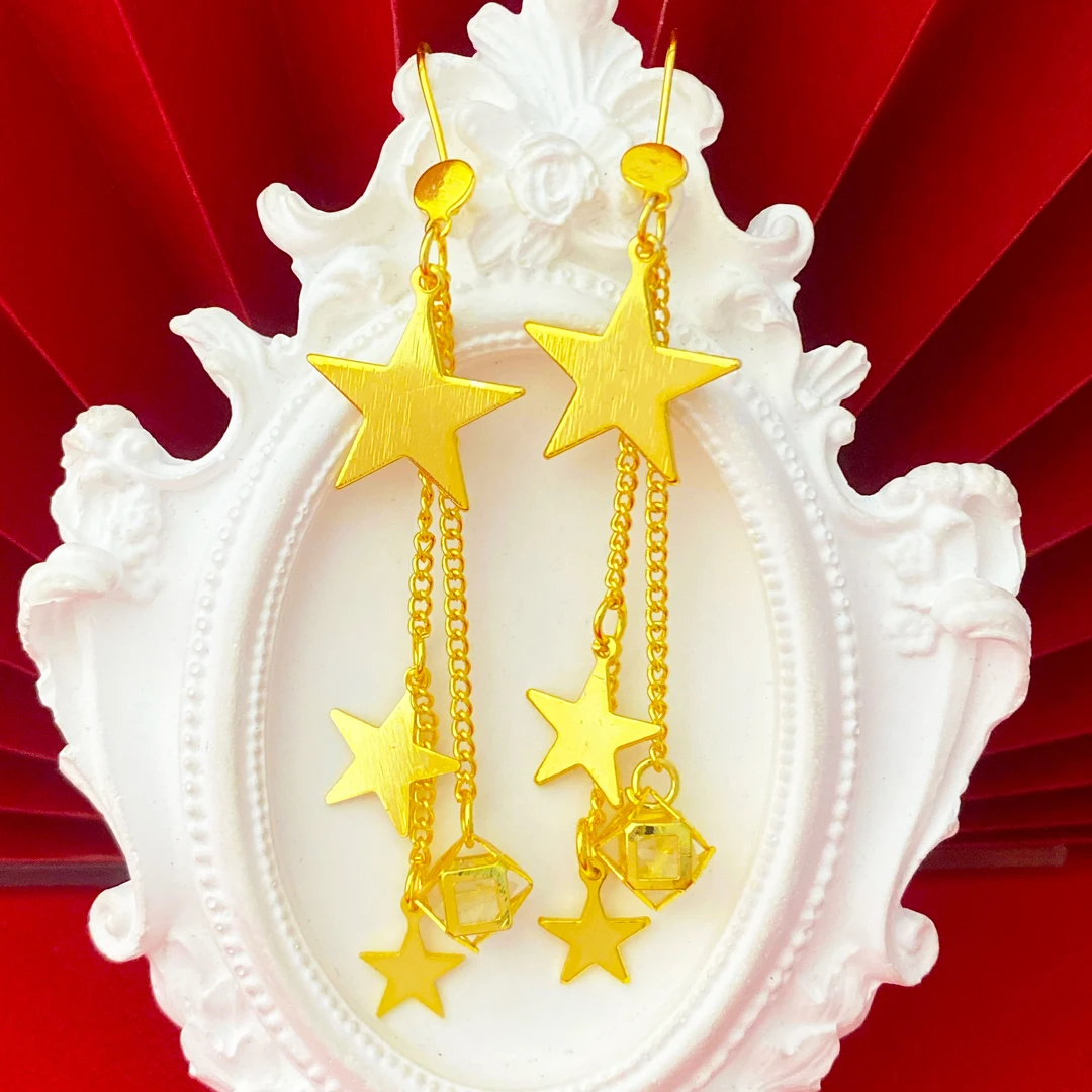 铜合金耳饰 轻奢气质百搭简约时尚【星星流苏耳饰】