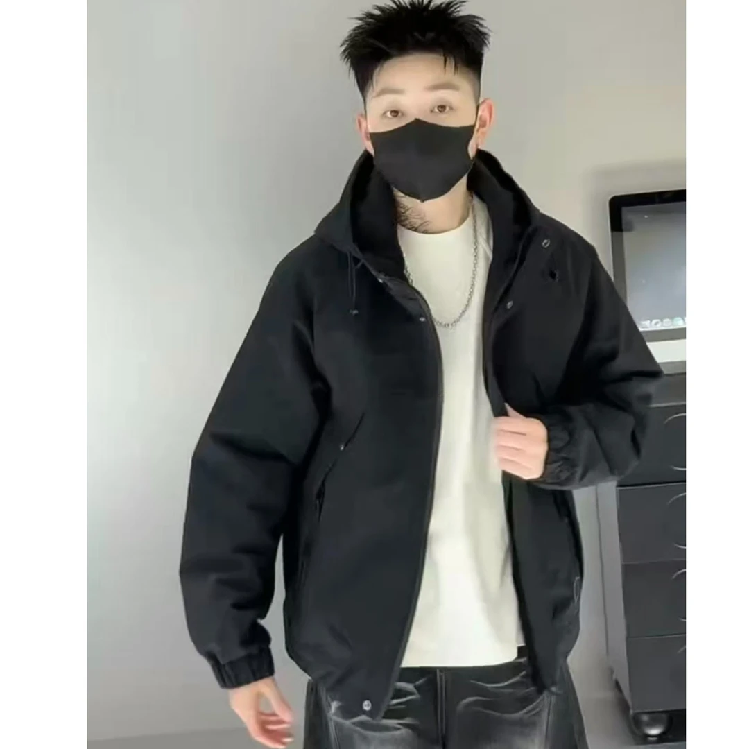 正方体90002秋冬新款加厚保暖外套男士宽松连帽夹棉外套