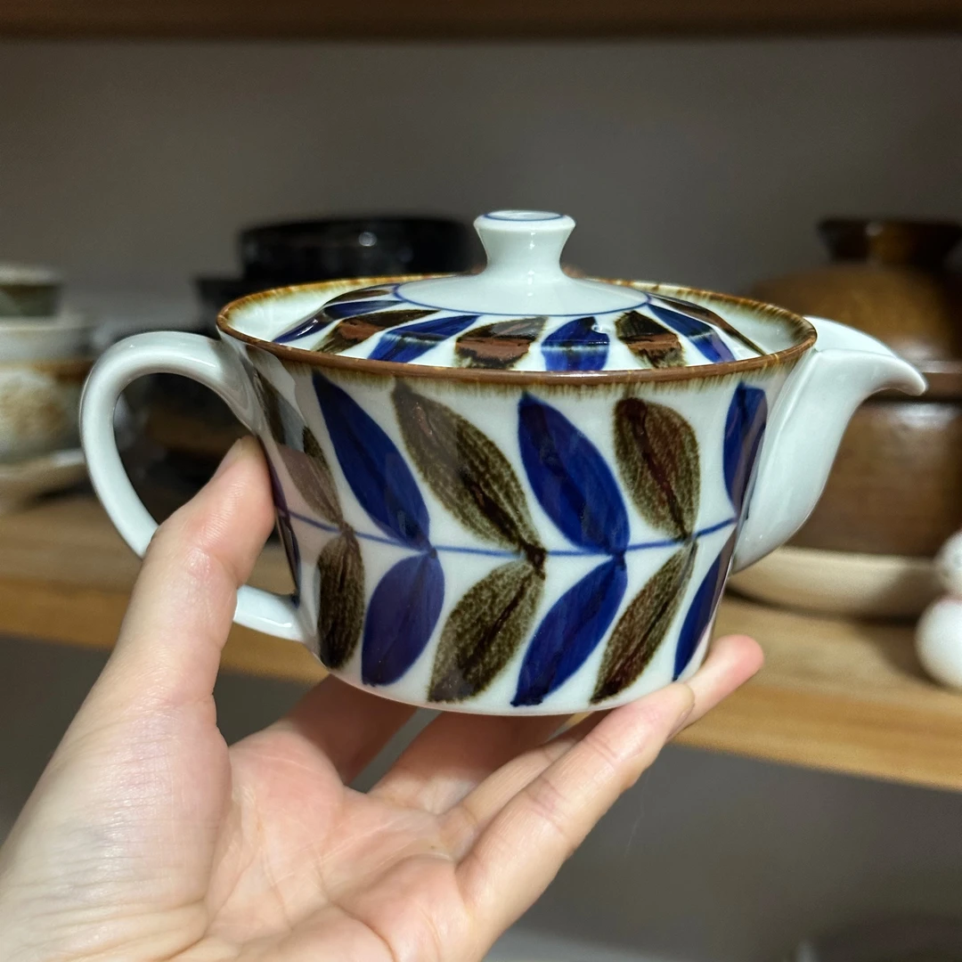 五郎 日本进口 翔芳窑手工手绘柳叶茶杯 水杯 日式高端餐具