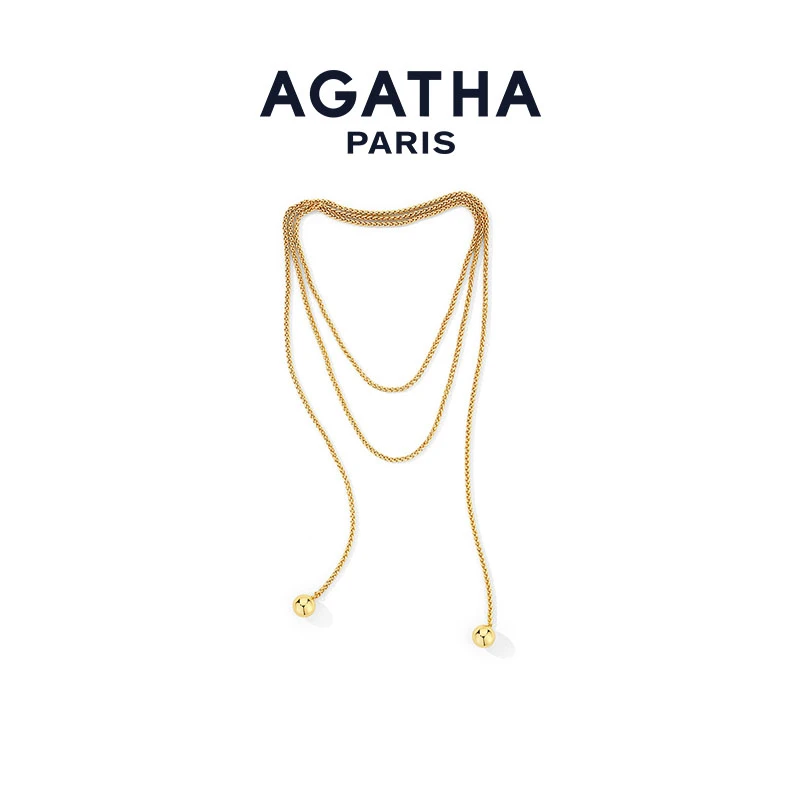 AGATHA 铜合金树脂项链 圆梦系列高级感法式轻奢长款优雅项链D