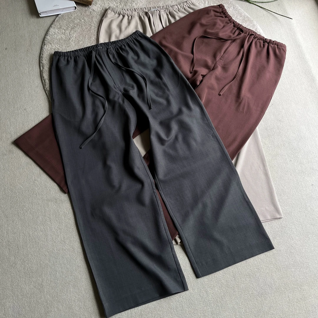 Xanvas「冰感神裤」通勤lp风夏季百搭直筒宽松抽绳松紧腰休闲西裤