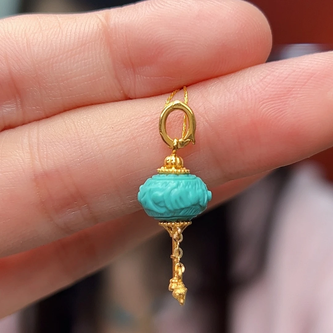 18K金镶嵌绿松石珠宝奇石