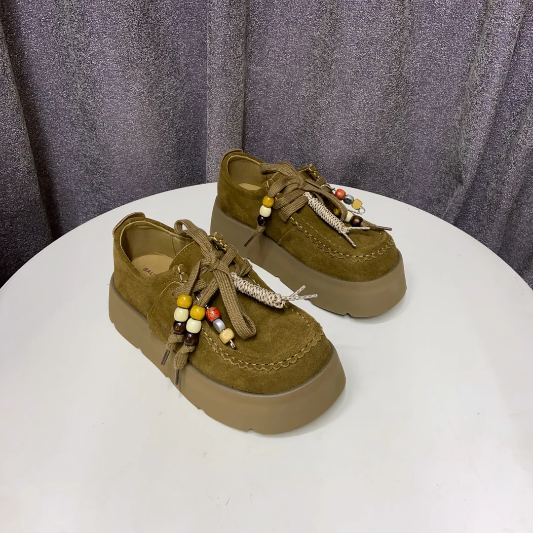 C8741  棕色 2025新款复古一脚蹬厚底博肯单鞋