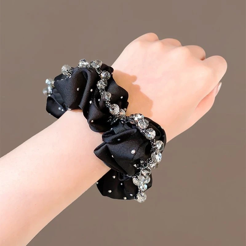 时尚爆款闪钻花边头绳高级少女扎丸子头气质发绳洋气马尾大肠圈