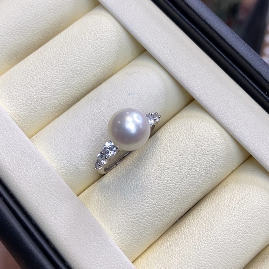 银S925镶嵌戒指淡水珍珠