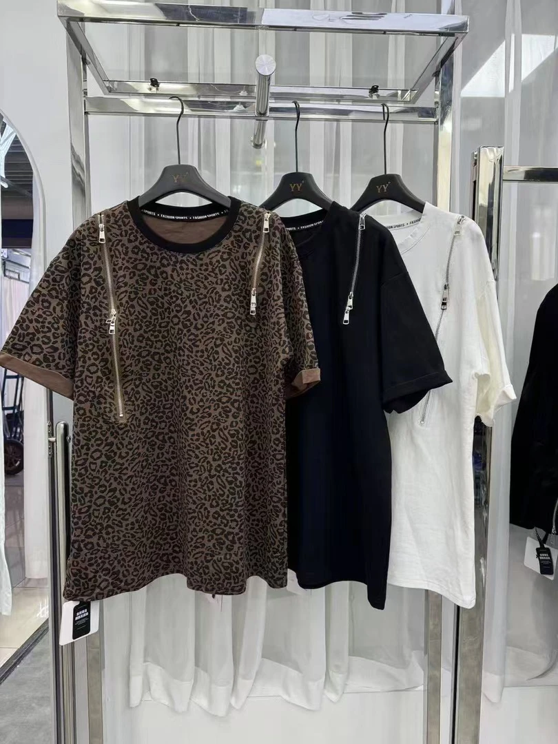 2025新款春季大码休闲韩版宽松拉链打底T恤