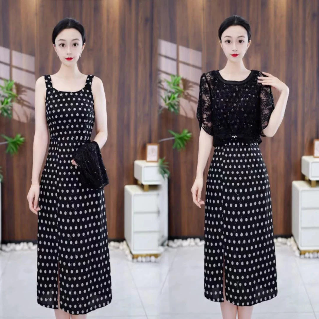 【两件套】夏季新款洋气减龄百搭 高级感显瘦罩衫+背心裙