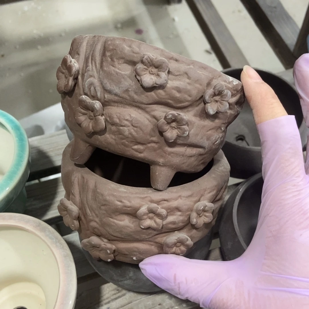 红陶微瑕瑕瑕高温陶瓷花盆