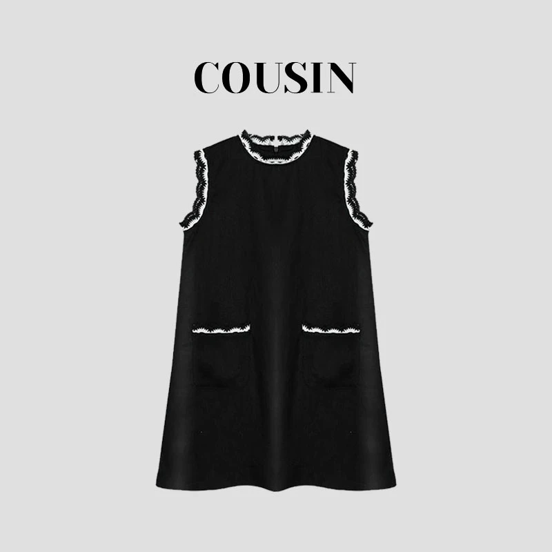 D.cousin   显瘦法式无袖简约连衣裙-1165