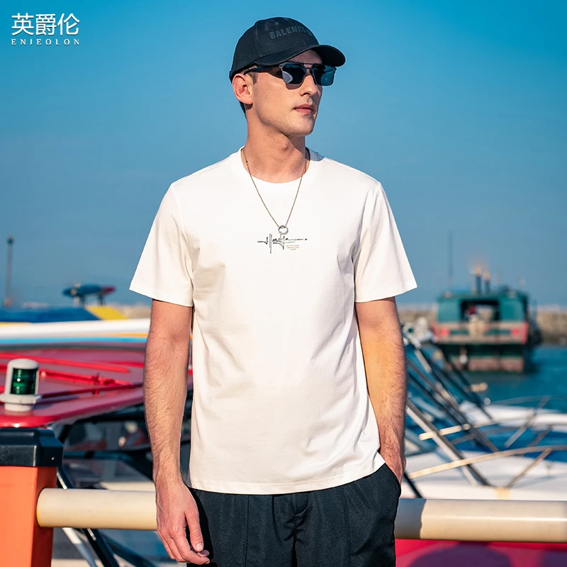 210G重磅爽滑透气短袖T恤男夏季潮流印花休闲圆领夏装衣服T3257