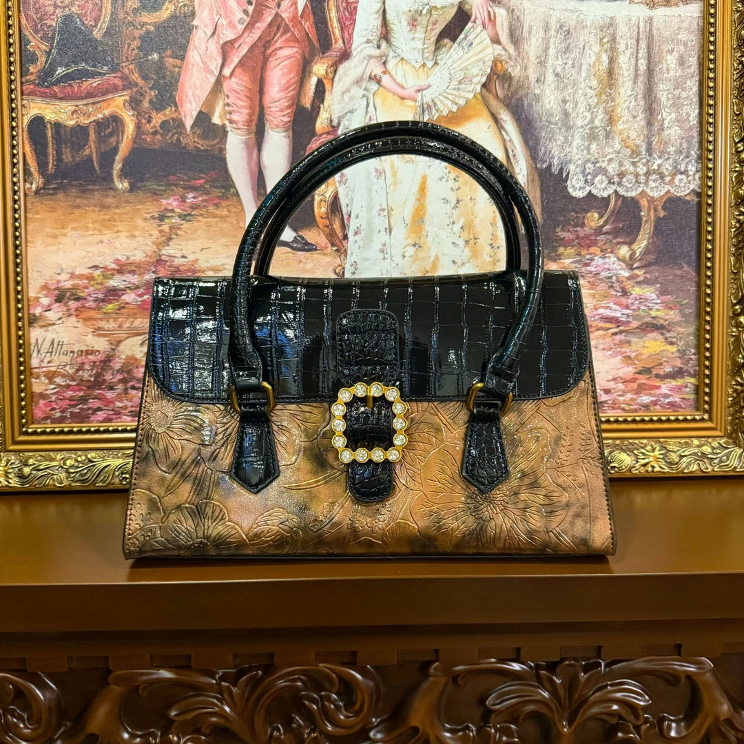 2525新款咖啡色方扣手提包（73137咖啡）