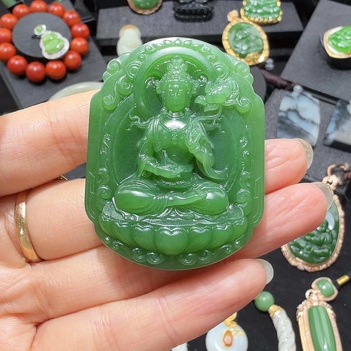 和田玉（碧玉）未镶嵌颈饰俄碧 粉绿