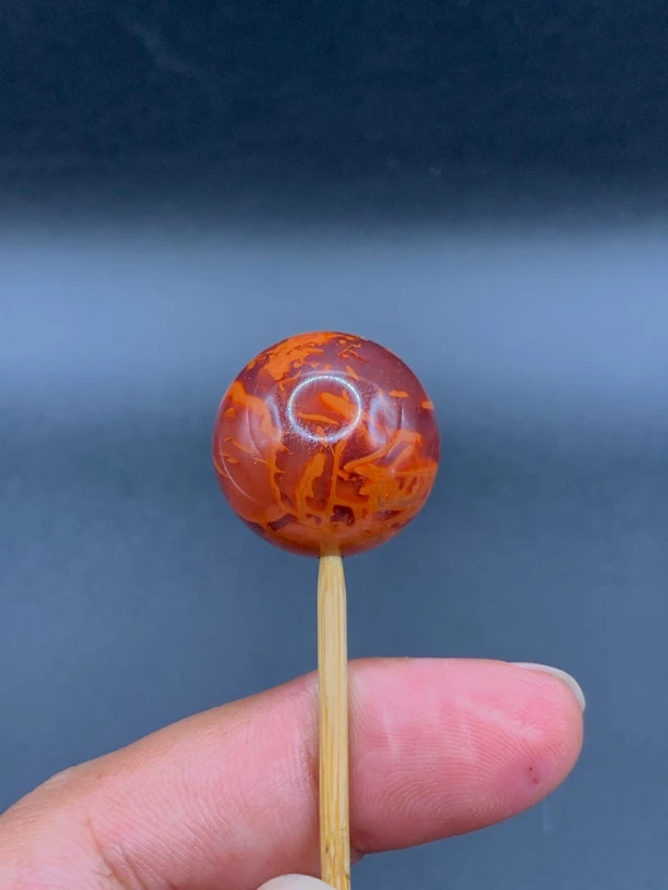 川料瓦西南红玛瑙牛血火焰圆珠20.5mm