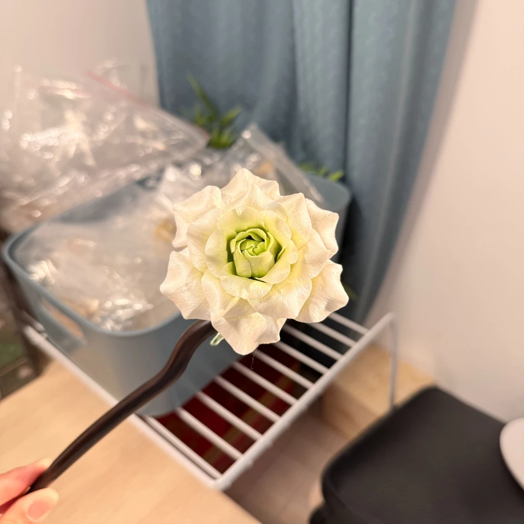 【绿荔枝】绒花檀木发簪