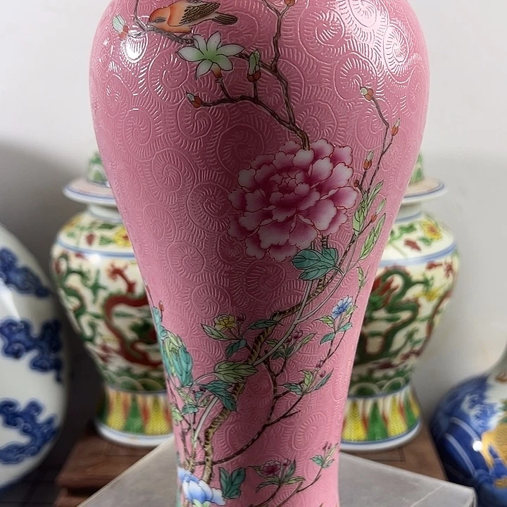 瓶粉彩花鸟纹陶瓷瓶