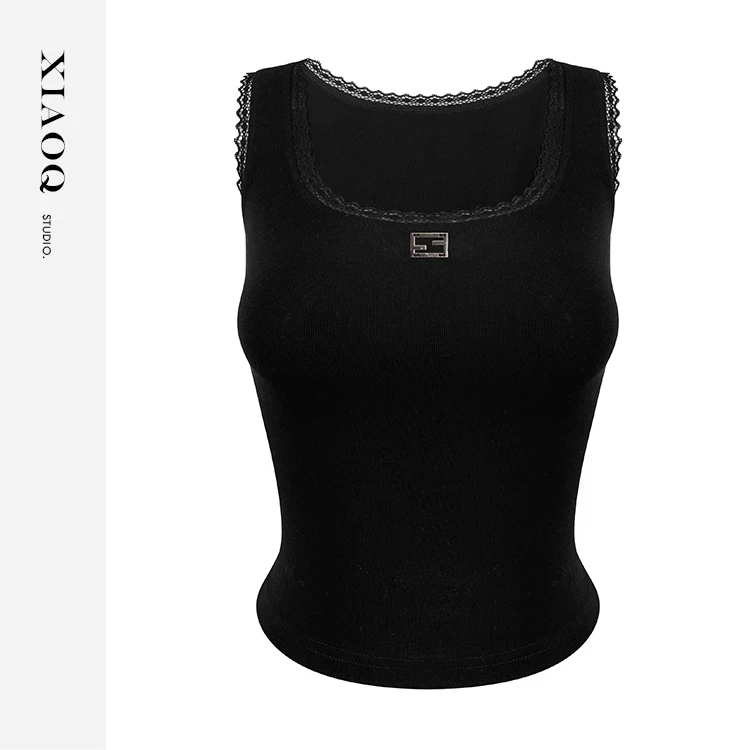 【小Q家】90450蕾丝修身背心T