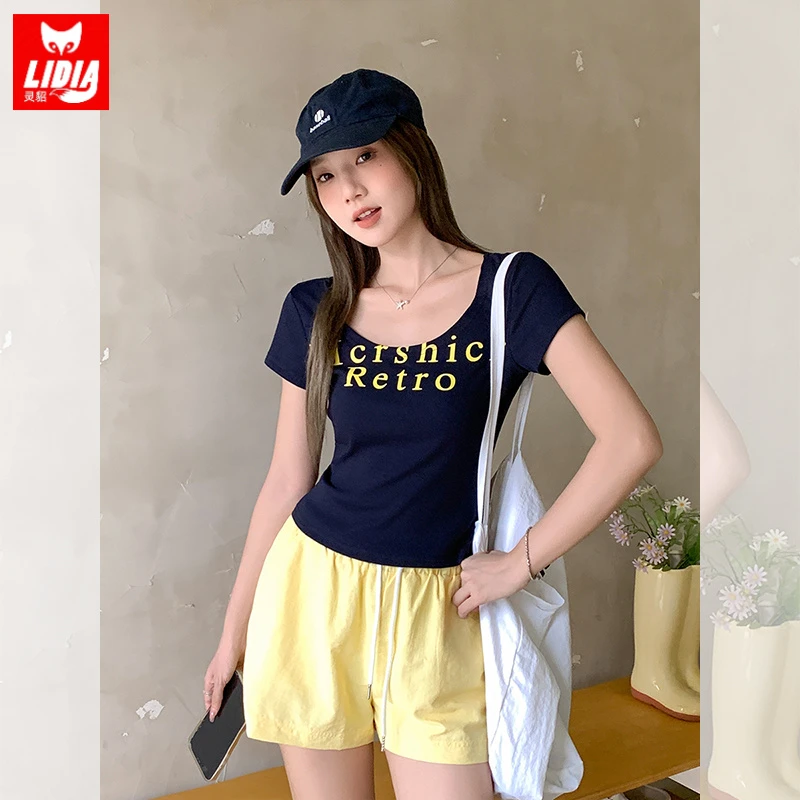 美式辣妹字母印花短袖T恤女2025夏季新款时尚韩版显瘦百搭小上衣