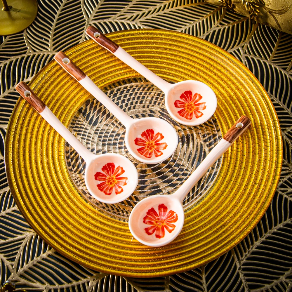 外贸出口【Diacelain】蒲公英高档陶瓷餐具长柄勺子咖啡勺汤勺