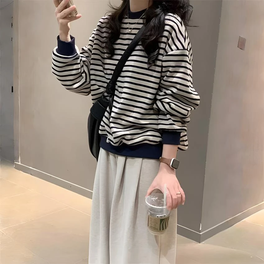 &苏珊&2025新款秋款青少年针织条纹卫衣潮酷8522