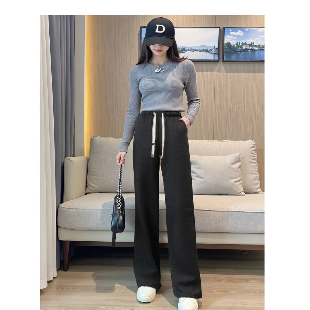 女士加厚时尚直筒休闲裤潮流减龄百搭爆款松紧腰休闲裤PA-1F905