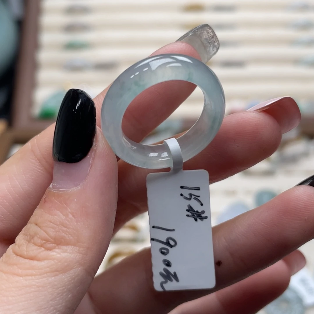 翡翠未镶嵌戒圈a74港圈15冰胶底冰飘花