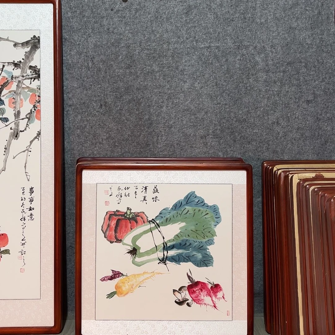 国画书画作品带框63×63