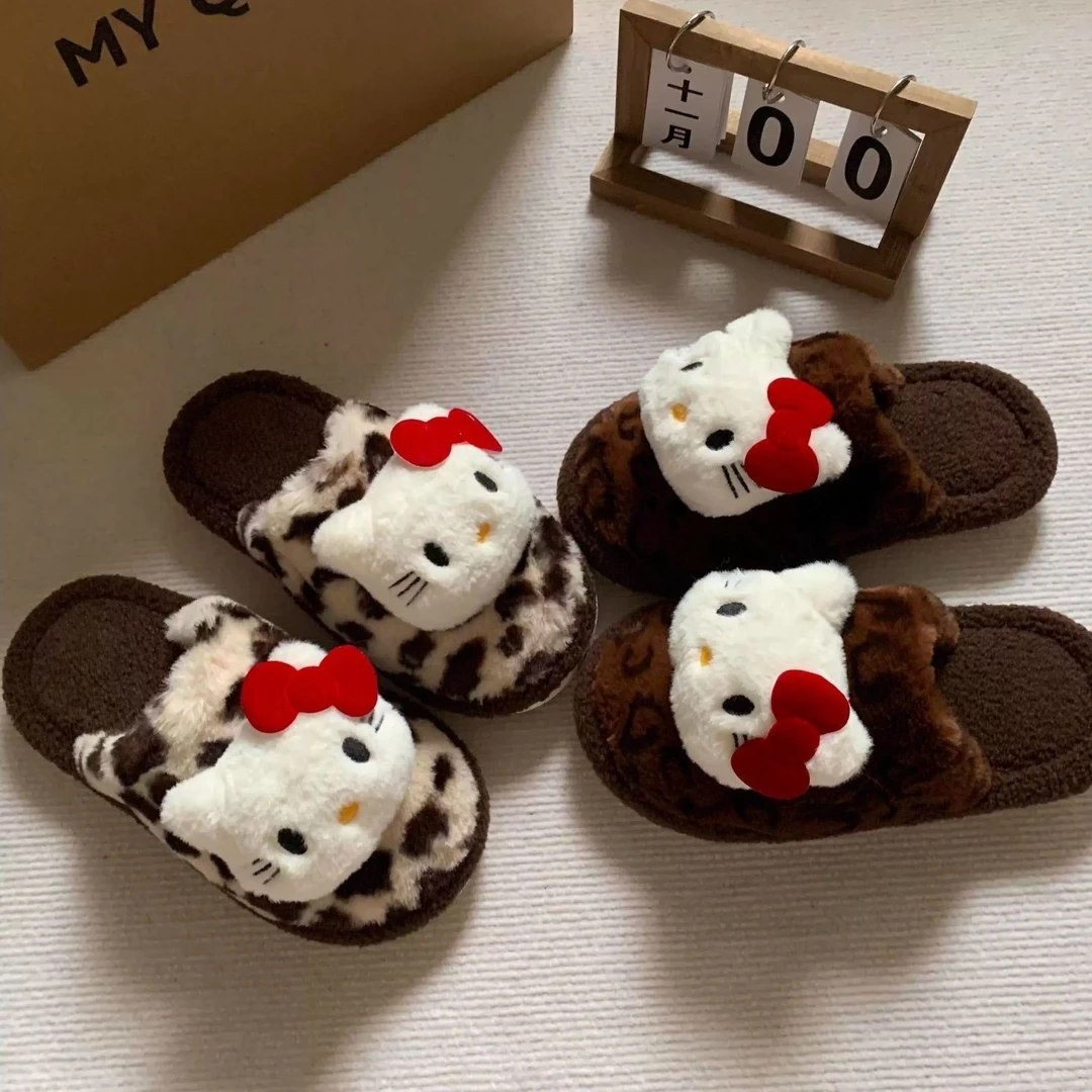 豹纹hellokitty棉拖鞋家居室内拖鞋女款冬季2025新款防滑保暖GGV
