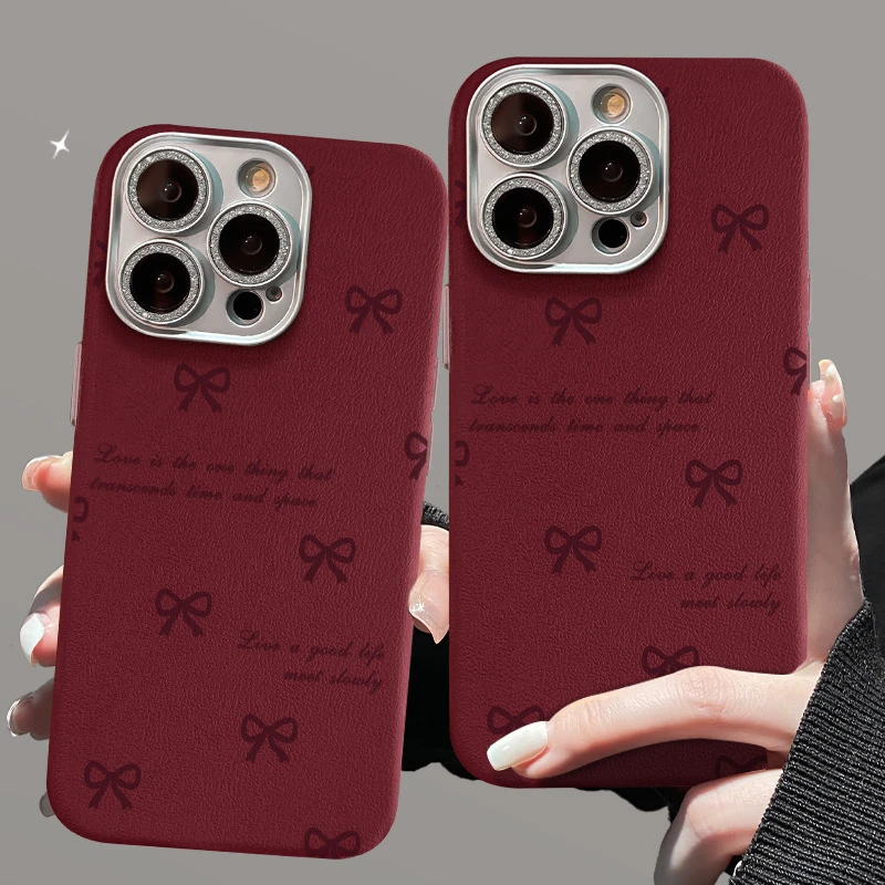 满屏蝴蝶结适用苹果16新年手机壳15pro精孔皮纹14全包防摔13硅胶