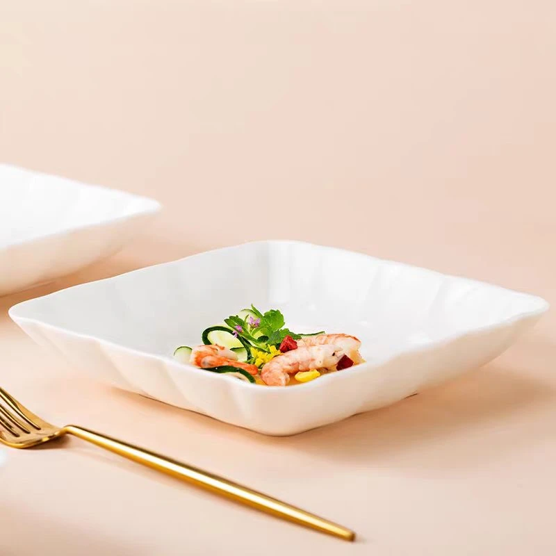 微瑕7英寸南瓜方盘唐山骨质瓷工厂直发