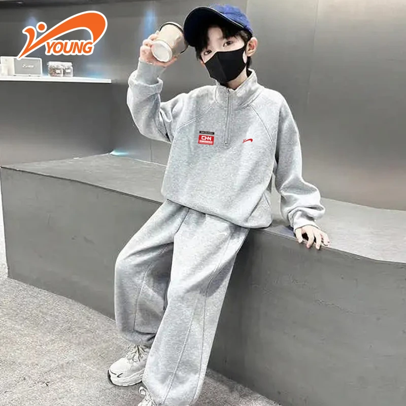 贵人鸟亲肤柔软拉链半开衫宽松卫衣卫裤ZK75391678/2614