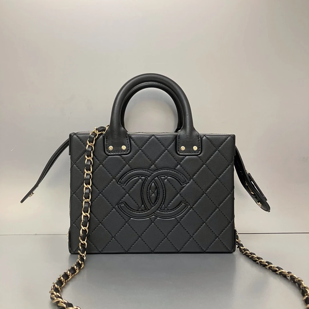 99新 Chanel/香奈儿  香奈儿 复古盒子牛皮黑金 99新 芯片款