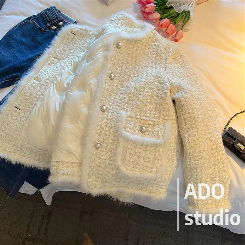 【现货+运费险】小香风编织毛边粗花呢外套女时尚气质短款洋气LQ653