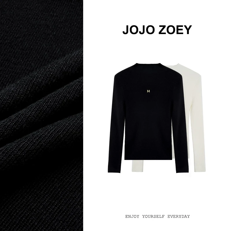 JOJO ZOEY H家~高级轻奢百搭修身羊毛套头针织衫女zz-3073