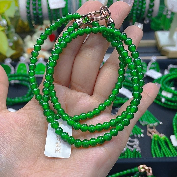 翡翠颈饰未镶嵌圆珠项链5