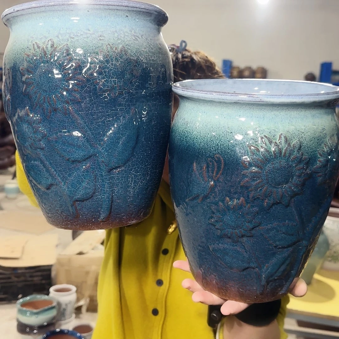 紫砂花盆高24口18