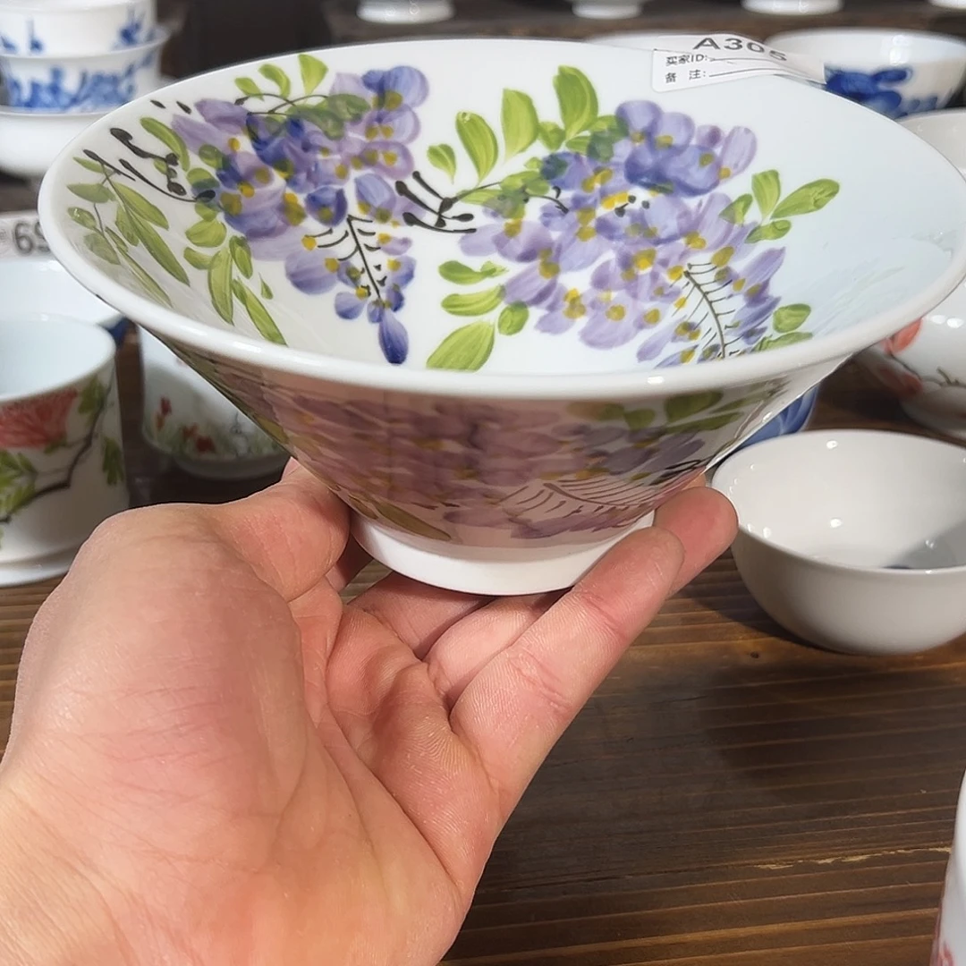陶瓷景德镇手工手绘陶瓷7寸手工面碗