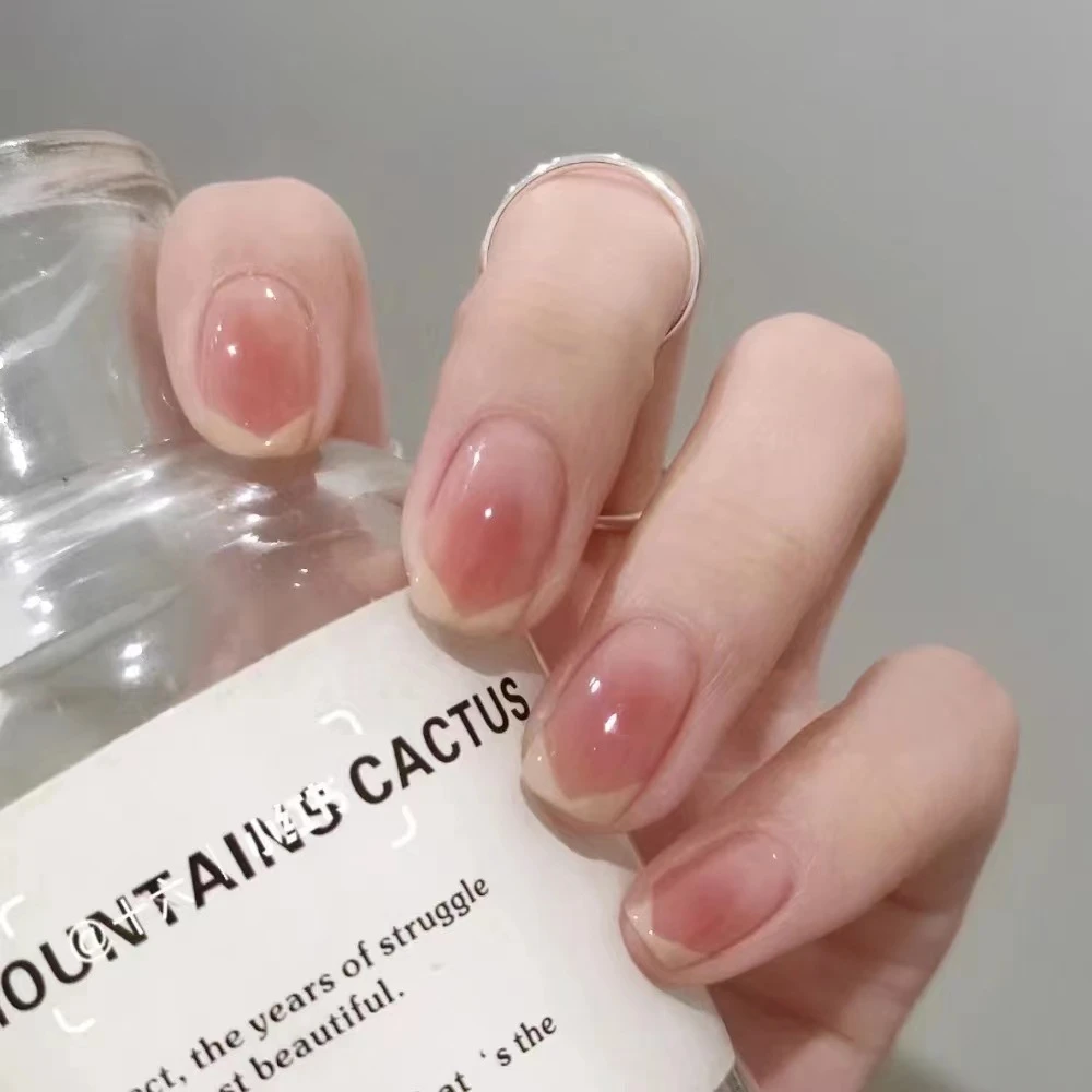 李佳琪推荐】纯手工穿戴甲短款腮红晕染法式美甲穿戴甲温柔甜美假