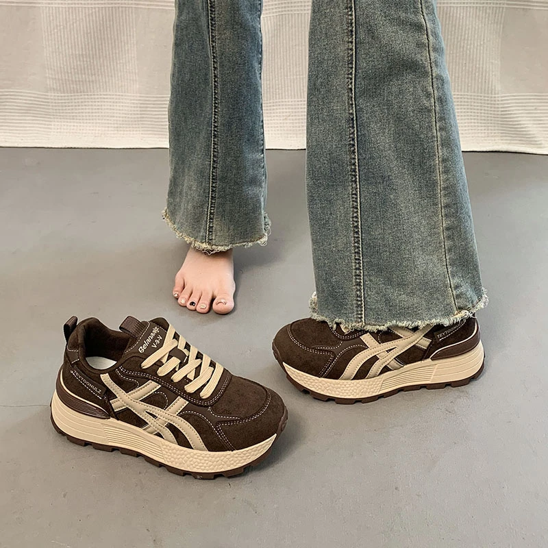 加绒老爹鞋女2025秋冬新款厚底显脚小增高休闲运动阿甘鞋保暖棉鞋