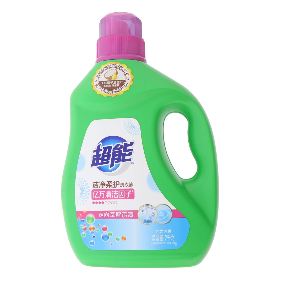 超能洁净柔护洗衣液绿色 自然清香 2000g