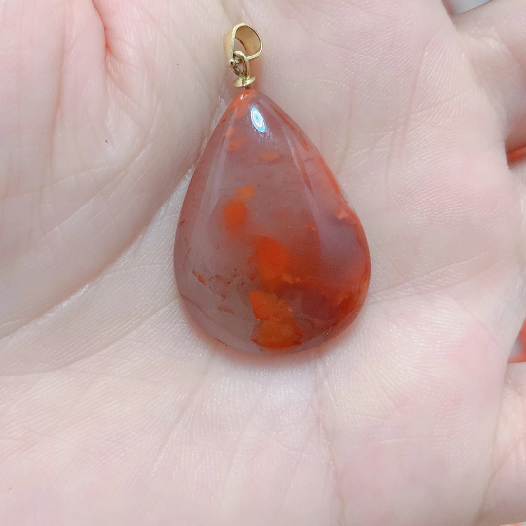 南红玛瑙银S925镶嵌吊坠(不含链)