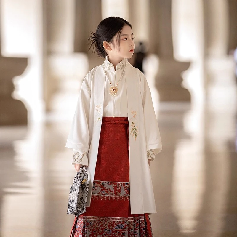 女童马面裙上衣外套儿童开衫国风大衣小女孩汉服古装新款国潮风衣