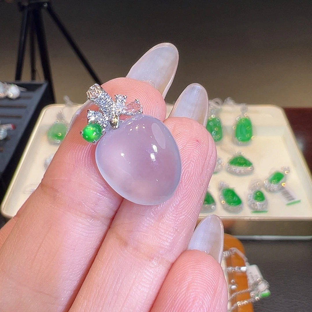 翡翠18K金镶嵌吊坠(不含链)翡翠