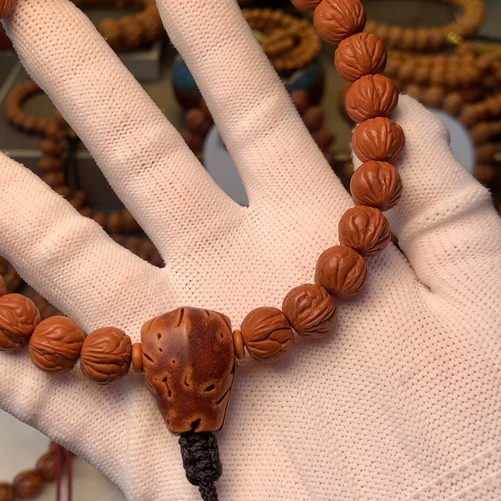 乐***!桃核手串秦岭龙纹