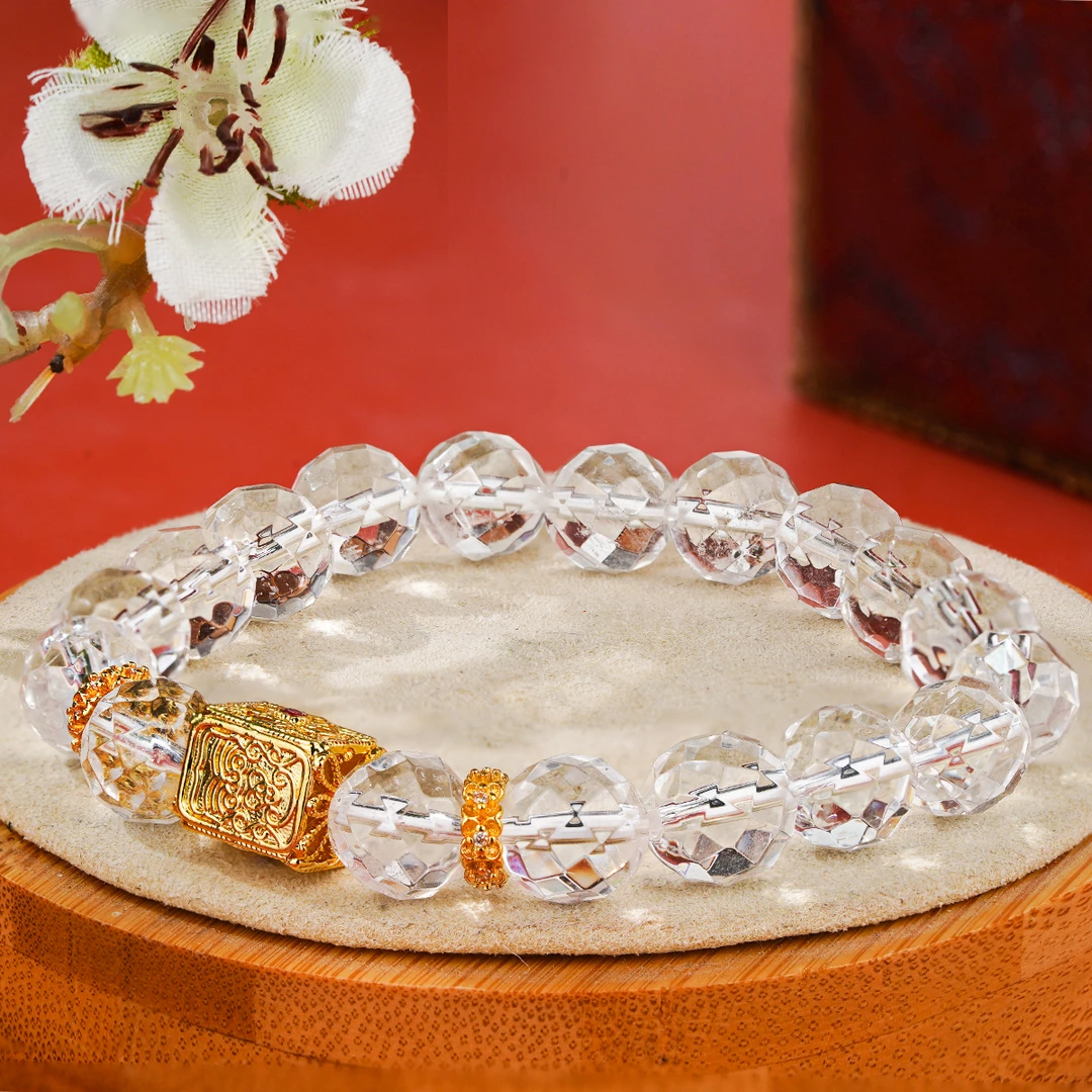 白水晶手串扎基拉姆切刻面白水晶